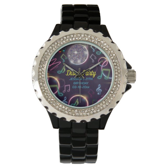 Neon Glow Disco Dance Birthday Party Watch (Front)