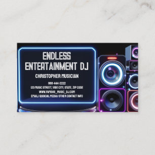 Neon Glow Dj Party Music Deejay DJs Disc Jockey Business Card