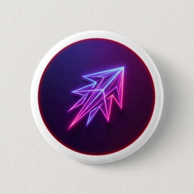 Neon Glow Futuristic Rocket Icon Button (Front)