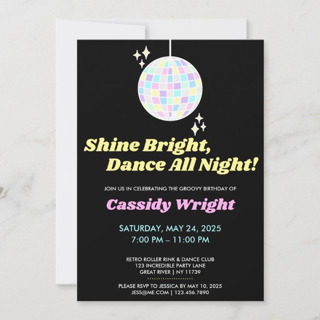 Neon Glow Groovy Disco Birthday Invitation (Front)