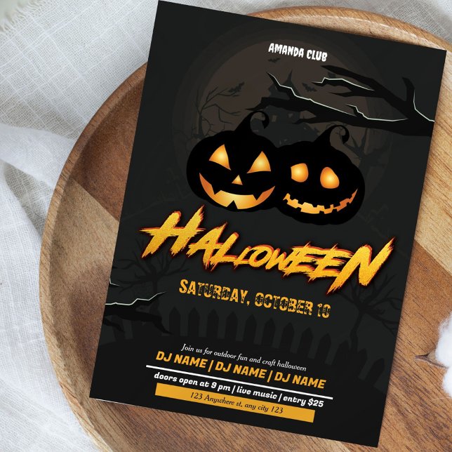 Neon Glow Halloween Party Club Invitation (Creator Uploaded)