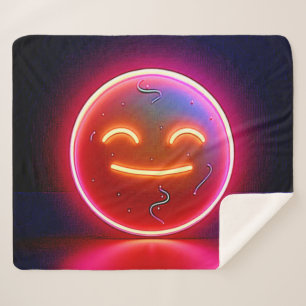 Neon Glow Happy Face Art Sherpa Blanket
