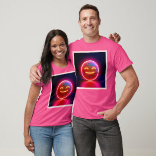 Neon Glow Happy Face Art T-Shirt