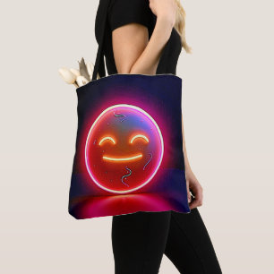 Neon Glow Happy Face Art Tote Bag