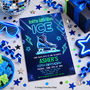 Neon Glow Ice Skating Birthday *Invitation ONLY* Invitation