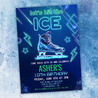Neon Glow Ice Skating Birthday *Invitation ONLY* Invitation