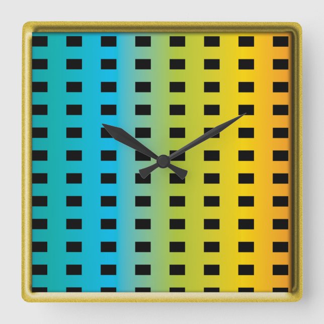 Neon glow in the dark colourful fluorescent 2 square wall clock (Front)