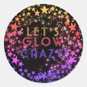 Neon Glow in The Dark Party Kids Birthday Favours Classic Round Sticker