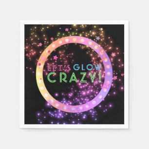 Neon Glow in the Dark Party   Kids Birthday Stars Napkin