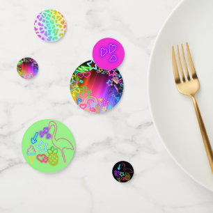 Neon Glow in the Dark, Rainbow Cheetah print Confetti