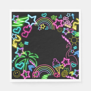 Neon Glow in the Dark, Rainbow Cheetah print Napkin