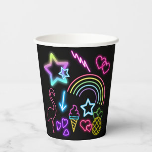 Neon Glow in the Dark, Rainbow Cheetah print Paper Cups