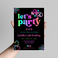 Neon Glow Karaoke Birthday Invitation