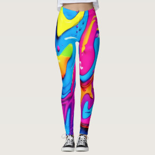 Neon Glow Liquid Splatter Artwork Leggings