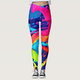 Neon Glow Liquid Swirls Design Leggings
