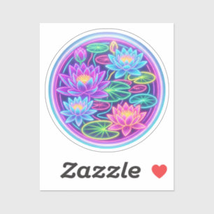 Neon Glow Lotus Water Lilies Floral Car Coaster