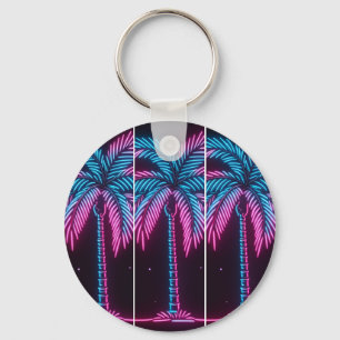 Neon Glow Palm Tree Key Ring