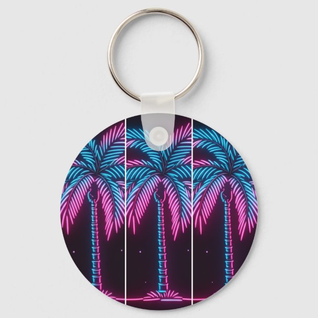 Neon Glow Palm Tree Key Ring (Front)