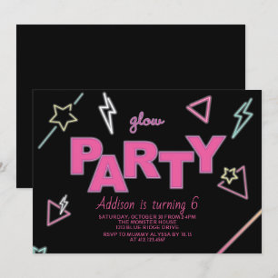Neon Glow Party Birthday Invitation