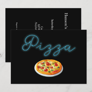 Neon Glow Pizza Invitation