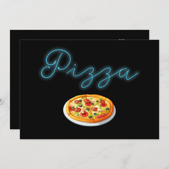Neon Glow Pizza Invitation (Front/Back)