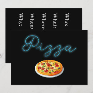 Neon Glow Pizza Party Invitation