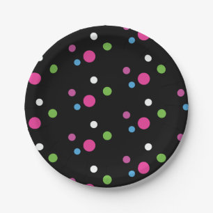 Neon Glow Polka Dots Party Plates