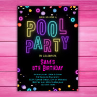 Neon Glow Pool Party Girls Pink Purple Birthday