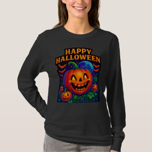Neon Glow Pumpkin “Happy Halloween” T-Shirt