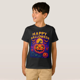 Neon Glow Pumpkin “Happy Halloween” T-Shirt