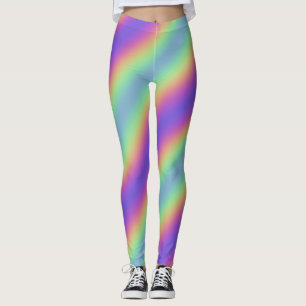 Neon Glow Rainbow Stripe Leggings