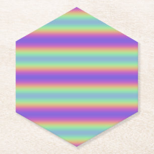 Neon Glow Rainbow Stripe Paper Coaster