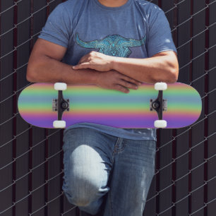 Neon Glow Rainbow Stripe Skateboard