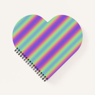 Neon Glow Rainbow Stripe Spiral Notebook