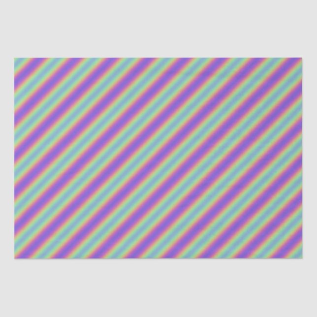 Neon Glow Rainbow Stripe Tissue Paper (Front)