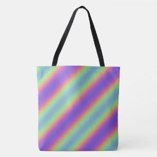Neon Glow Rainbow Stripe Tote Bag