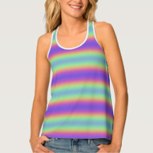 Neon Glow Rainbow Stripe Women's Tank Top