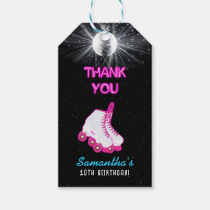 Neon Glow Roller Skating Let's Roll Birthday Party Gift Tags