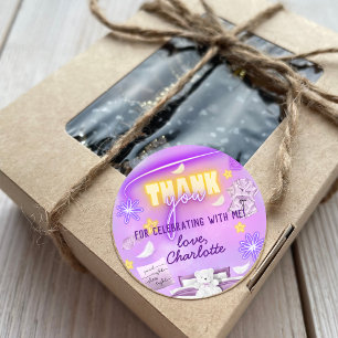 Neon Glow Sleepover Slumber Party Thank You Classic Round Sticker
