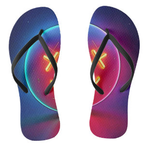 Neon Glow Smiley Face Flip Flops