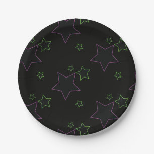 Neon Glow Stars Party Plates