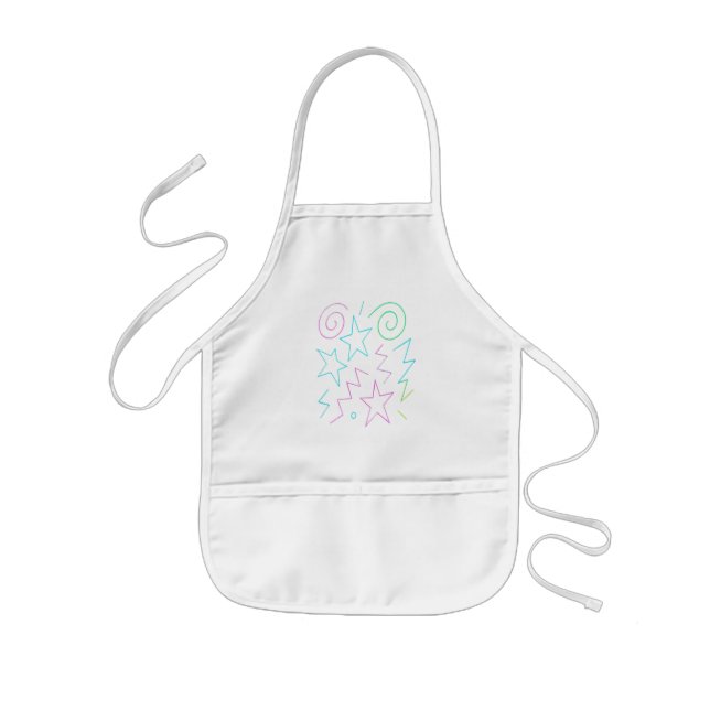 Neon Glow Stars & Swirls Pattern Kids Apron (Front)