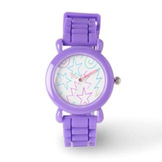Neon Glow Stars & Swirls Pattern Watch
