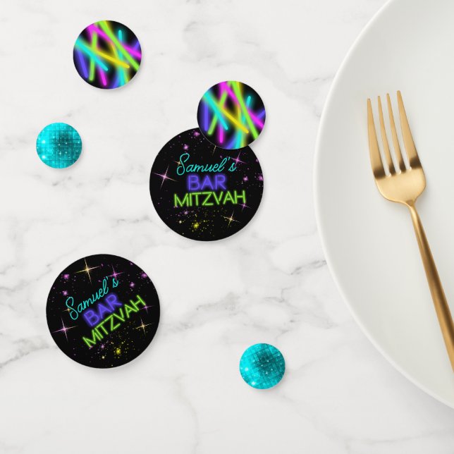 Neon Glow Stick Bar Mitzvah ID991 Confetti (Group)