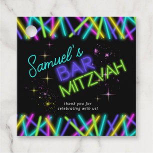 Neon Glow Stick Bar Mitzvah ID991 Favour Tags