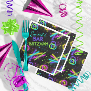 Neon Glow Stick Bar Mitzvah ID991 Napkin