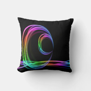 Neon Glow Stick Circles On Black Pillow