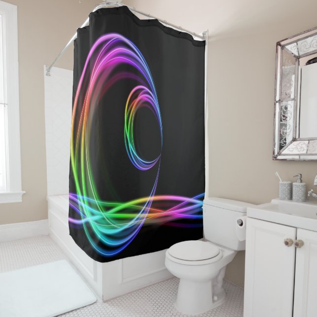 Neon Glow Stick Circles Shower Curtain (In Situ)