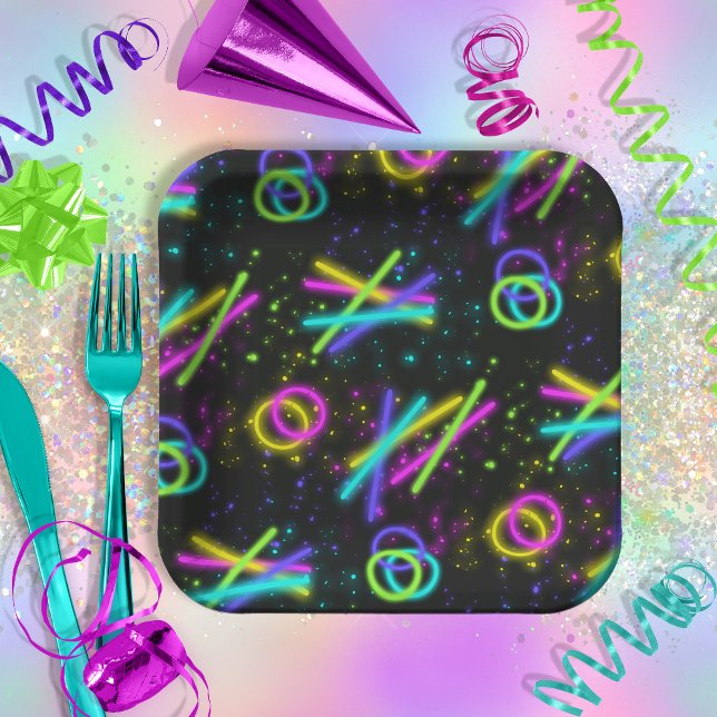 Neon Glow Stick Seamless Pattern ID923 Paper Plate (Creator Uploaded)