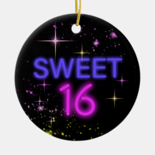 Neon Glow Sweet 16 ID760 Ceramic Tree Decoration